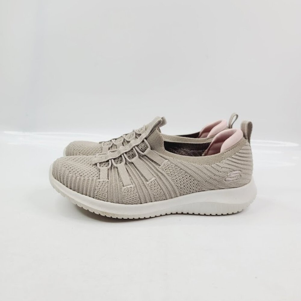 Skechers Women's Taupe Ultra Flex Knit Bungee 149903 Slip-On Sneakers Size 6.5 - Picture 2 of 7